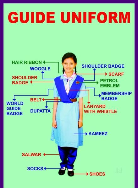 Government school girls uniform including salwaar kameez dupatta and other things.